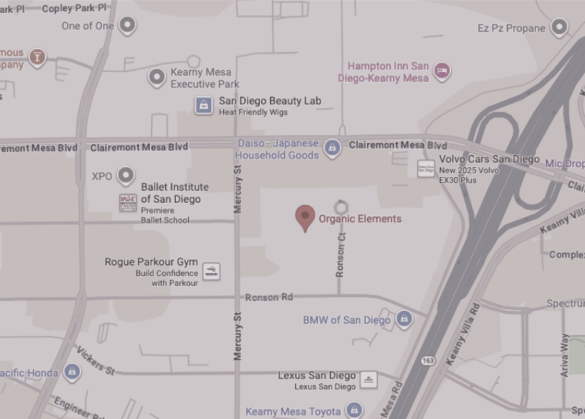 map of organic elements location in san diego