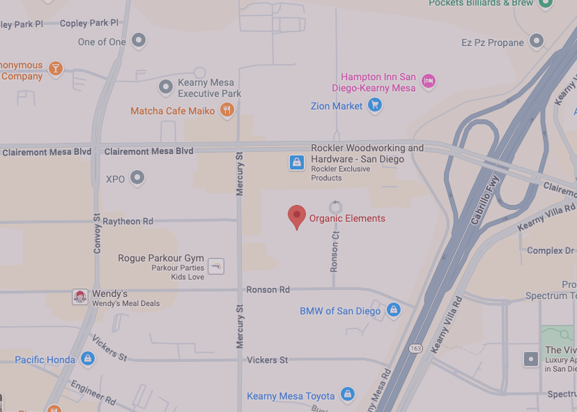 map of organic elements location in san diego